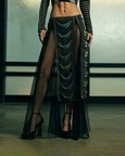 Sheer Panelled Fringe Skirt