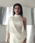 Antique White Asymmetric Georgette Top and Pants