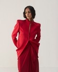 Savvy Red Funnel Jacket Set