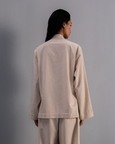 Mandarin Collar Linen Overshirt