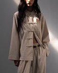 Mandarin Collar Linen Overshirt