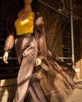 Chateau Gray Long Organza Trench & Pants With Tendor Yellow Bodysuit