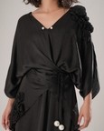 Flow Kaftan Tie Up Dress - Black