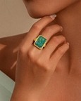 Gold Plated Turquoise Mosaic Statement Men's Ring