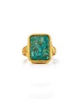 Gold Plated Turquoise Mosaic Statement Men's Ring
