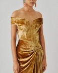 Molten Gold Off-Shoulder Gown