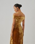 Molten Gold Off-Shoulder Gown