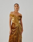 Molten Gold Off-Shoulder Gown