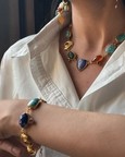 Multi Gemstone Charm Bracelet in Gold