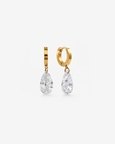 Pear Cut Crystal Drop Hoop Earrings in 92.5 Sterling Silver