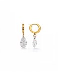 Pear Cut Crystal Drop Hoop Earrings in 92.5 Sterling Silver
