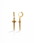 Dagger Drop Earrings with Blue Stone in 92.5 Sterling Silver