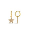 Gold Plated Crystal Pavé Star Charm 92.5 Sterling Silver Hoop Earrings