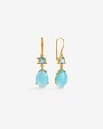 Gold Plated Aqua Chalcedony and Blue Topaz 92.5 Sterling Silver Earrings