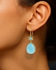 Gold Plated Aqua Chalcedony and Blue Topaz 92.5 Sterling Silver Earrings