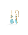 Gold Plated Aqua Chalcedony and Blue Topaz 92.5 Sterling Silver Earrings