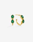 Gold Plated Green Onyx 92.5 Sterling Silver Hoop Earrings
