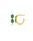 Gold Plated Green Onyx 92.5 Sterling Silver Hoop Earrings