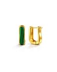 Gold Plated Malachite Bar Huggie Earrings