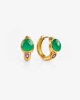 Green Onyx & Amethyst 92.5 Sterling Silver Hoop Earrings