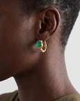 Green Onyx & Amethyst 92.5 Sterling Silver Hoop Earrings