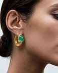 Green Onyx & Amethyst 92.5 Sterling Silver Hoop Earrings