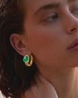 Green Onyx & Amethyst 92.5 Sterling Silver Hoop Earrings