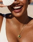 Green Onyx Medallion 92.5 Sterling Silver Charm Necklace