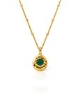 Green Onyx Medallion 92.5 Sterling Silver Charm Necklace
