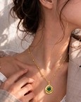 Green Onyx Medallion 92.5 Sterling Silver Charm Necklace