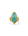 Gold Plated Oval Turquoise Cocktail Ring