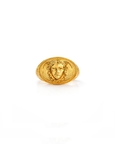 Gold Plated Face Medallion 92.5 Sterling Silver Ring