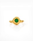 Green Onyx Medallion 92.5 Sterling Silver Ring