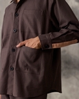 Linen Overshirt - Brown and Peach - Men