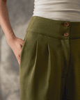 Knit Flared Pants - Green - Women