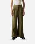 Knit Flared Pants - Green - Women