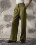 Knit Flared Pants - Green - Women