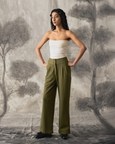 Knit Flared Pants - Green - Women