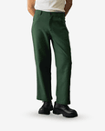 Green Linen Straight Wide Pants - Men