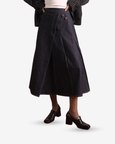 Pleated Wraparound Denim Skirt-1