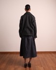 Pleated Wraparound Denim Skirt-1