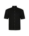 Black Denim Powershoulder Shirt