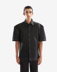 Black Denim Powershoulder Shirt