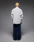 Drop Shoulder White White Crepe Shirt