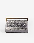 Woven Foldover Clutch - Silver