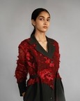 Red Map Embroidery Coat Dress