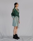 Green Map Embroidery Coat Dress