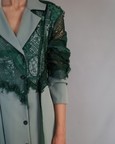 Green Map Embroidery Coat Dress