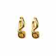 Freeform Pearl Drop Gold Hoops