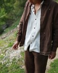 Starry Nights Brown Linen Shirt